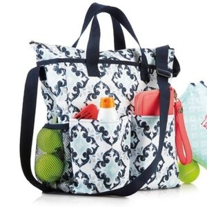 THIRTY ONE CROSSBODY ORGANIZING TOTE BAG FAB FLOURISH EMBROIDERED ELEPHANTS